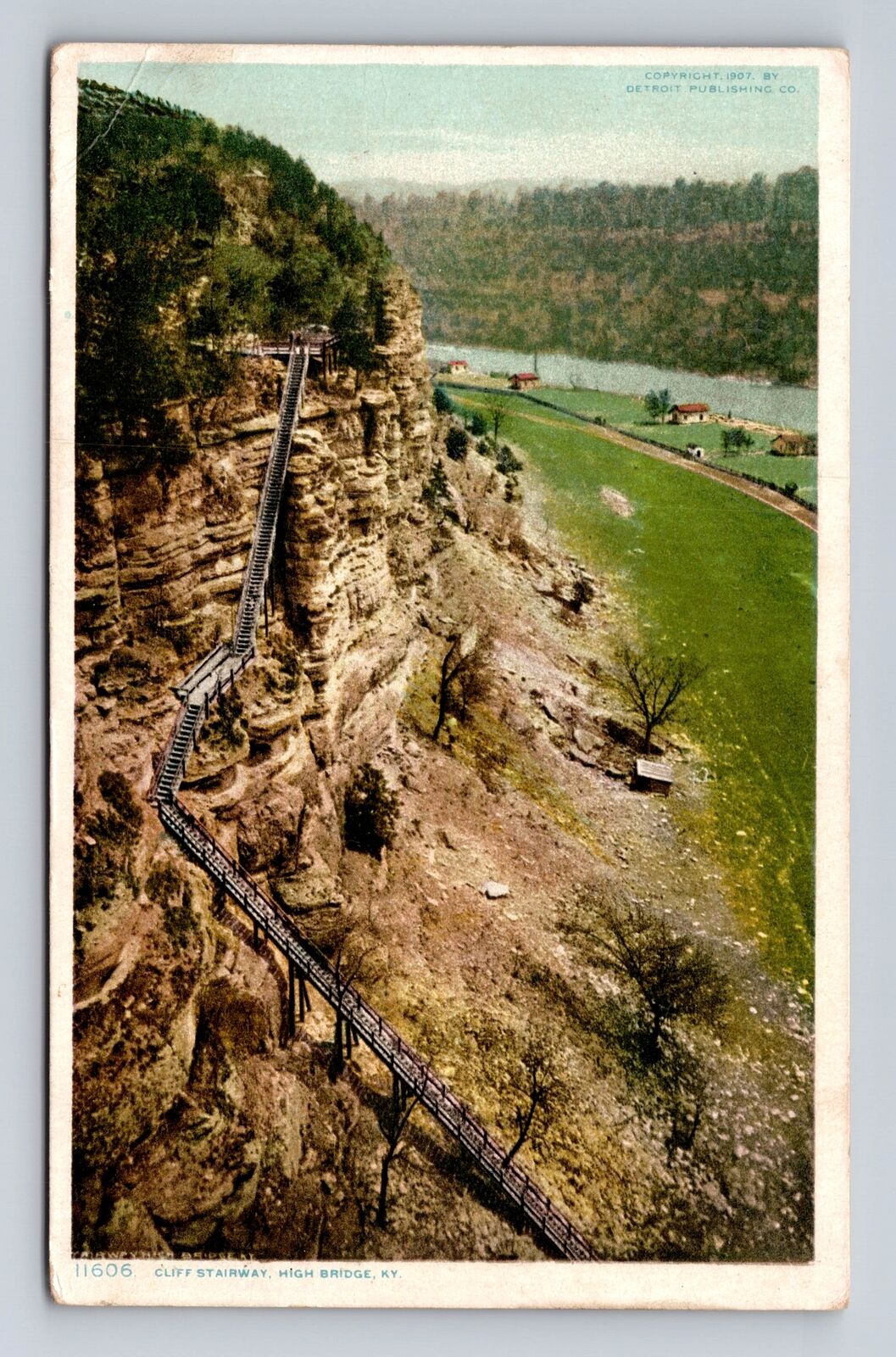 High Bridge KY-Kentucky, Cliff Stairway, Antique, Vintage Souvenir Postcard
