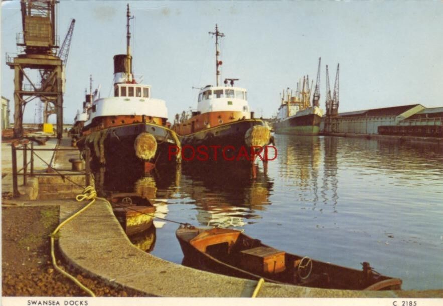 Continental-size WALES. SWANSEA DOCKS - tugs at rest