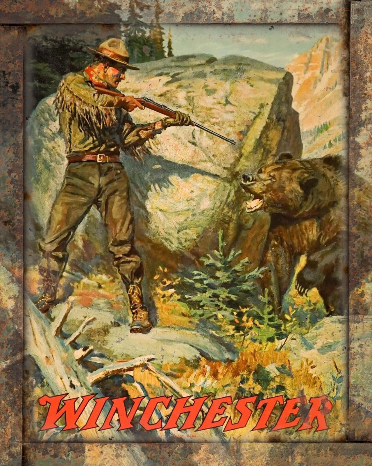 Winchester Hunting Firearms 8x10 Rustic Vintage Style Tin Sign Metal Poster