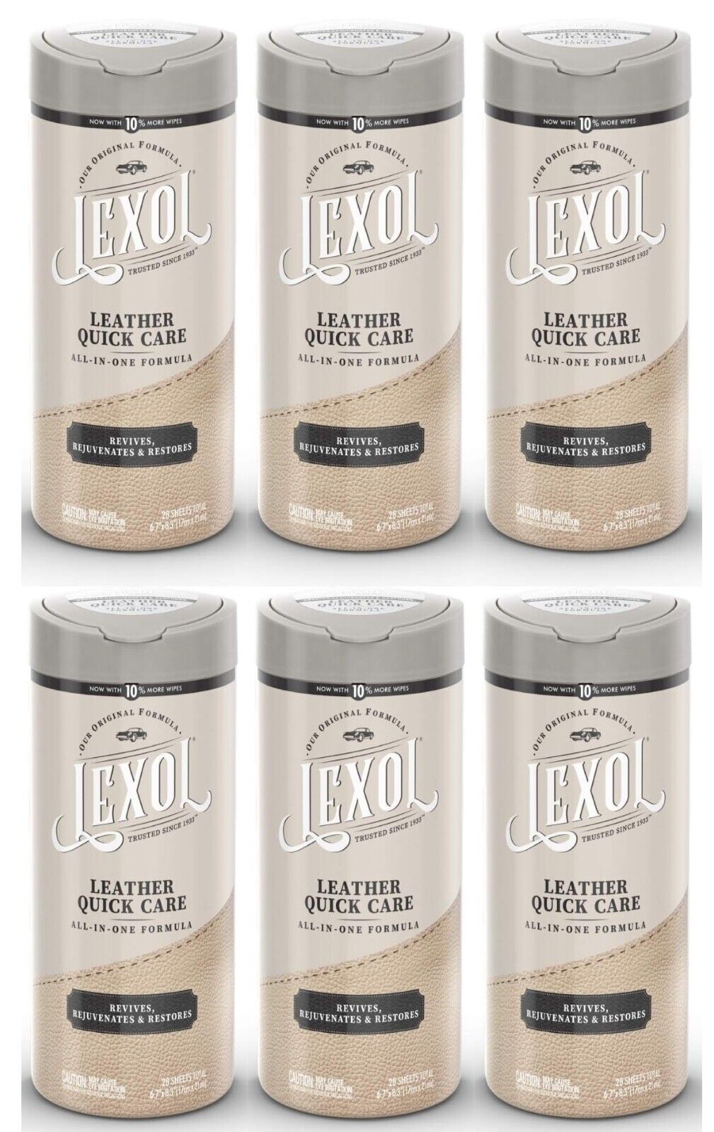 6 Pack Lexol Leather Quick Care All-in-One Formula, Revives Restores, 28 Sheets