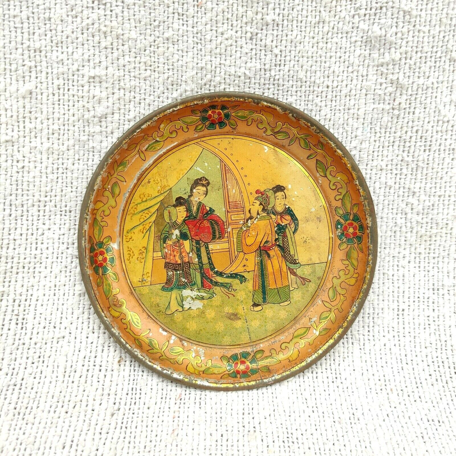 1920s Vintage Antique Lithograph Chinese Tin Plate Decorative Collectible T1118