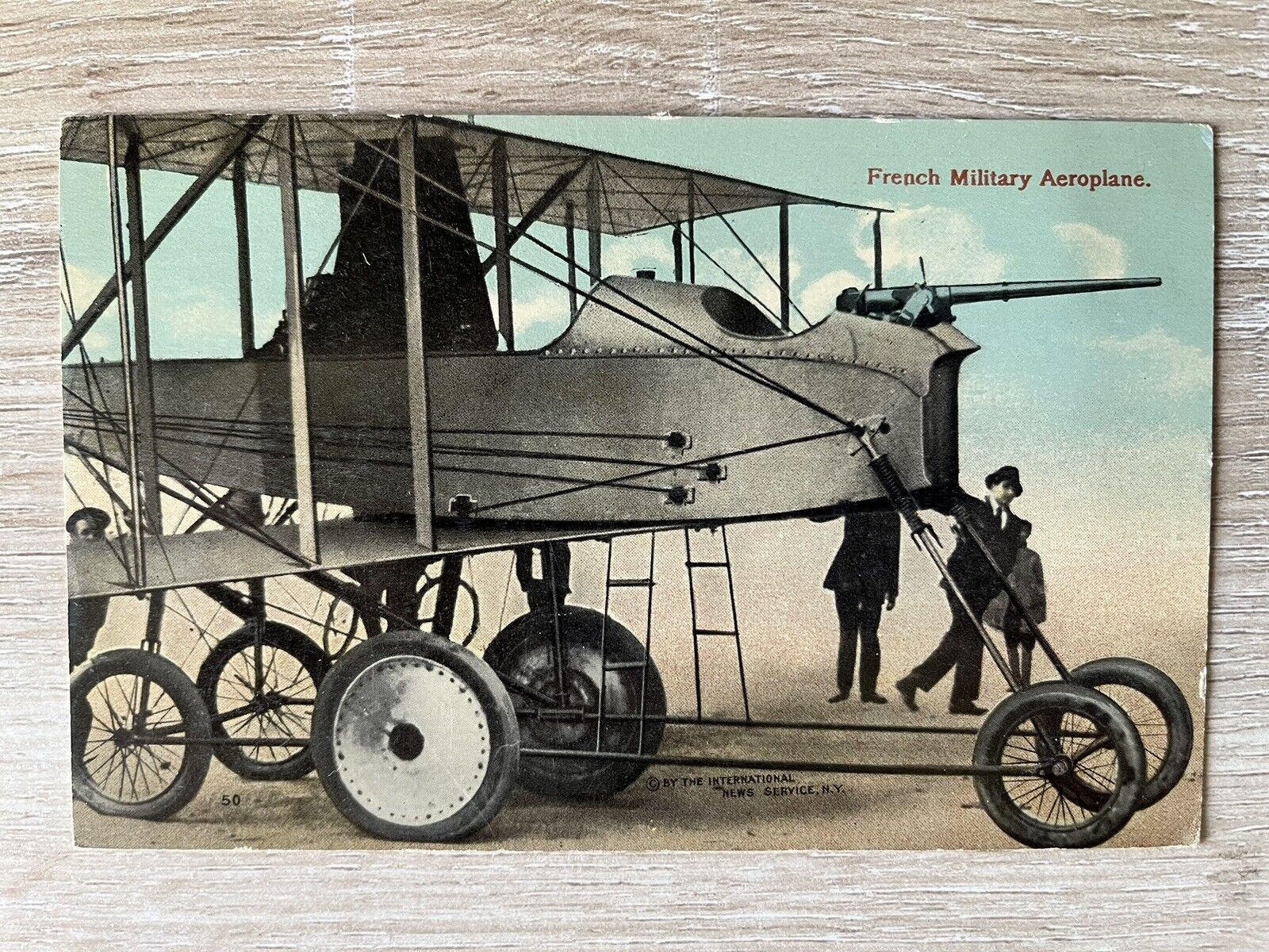WWI French Military Aeroplane Recoil Gun WW1 Unposted Antique Postcard