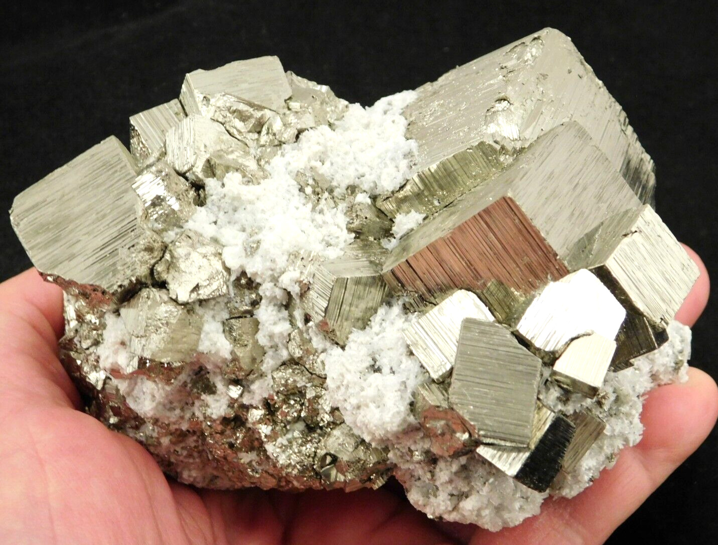 BIG AAA PYRITE Crystal CUBE Cluster with Quartz From Peru 1272gr
