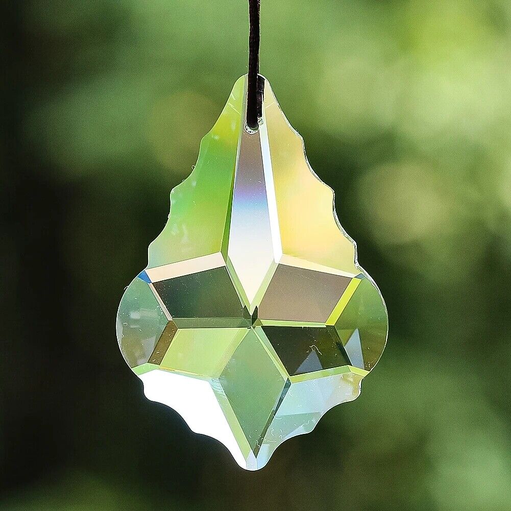 5PC 63mm Maple Leaf Crystal Suncatcher K9 Glass Prism Hanging Faceted Sunlight