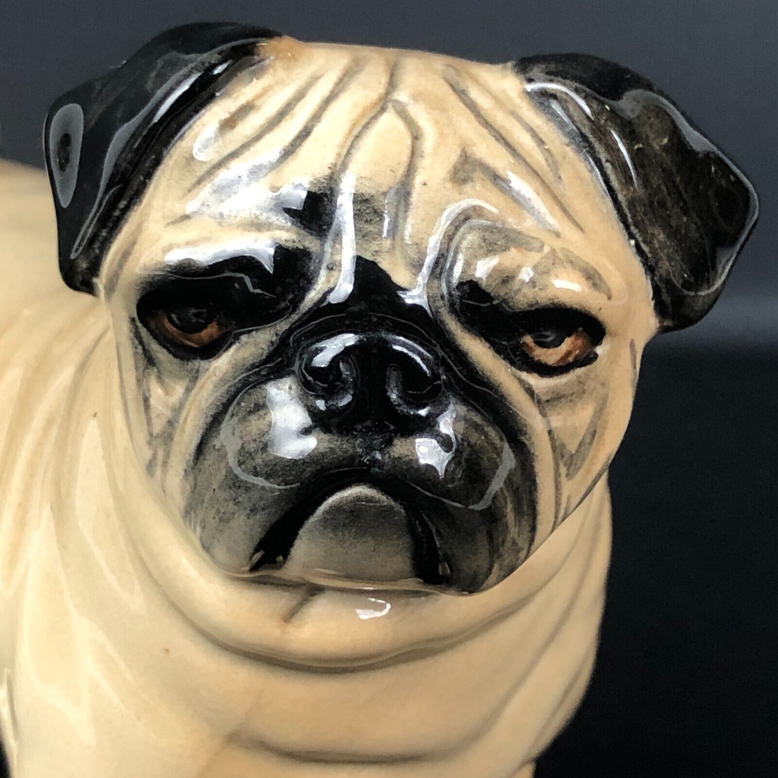 Beswick GRUMPY Pug Dog Figure Figurine Statue CUTMIL Cupie SIGNED FOIL LABEL VTG