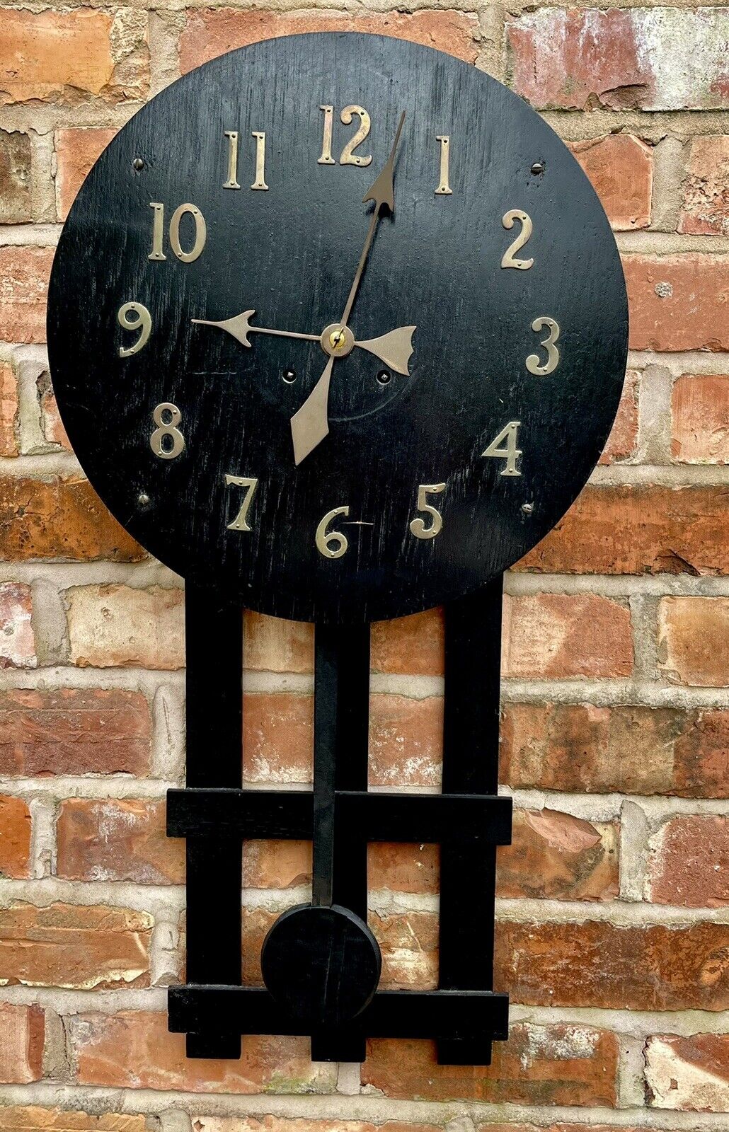 Antique Original ARTS AND CRAFTS Mission Ebonized Wall Clock Sold as Seen