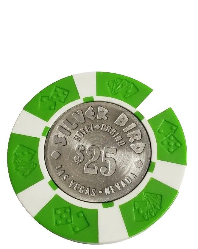 Vintage $25.00 Silver Bird Las Vegas, Nevada Casino Gambling chip Metal Center