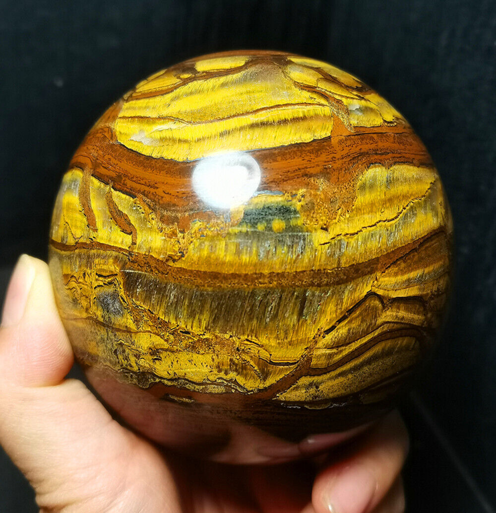 RARE 1210G Natural Tiger's Eye Sphere Ball/Energy stone/Decoration/Healing WD953