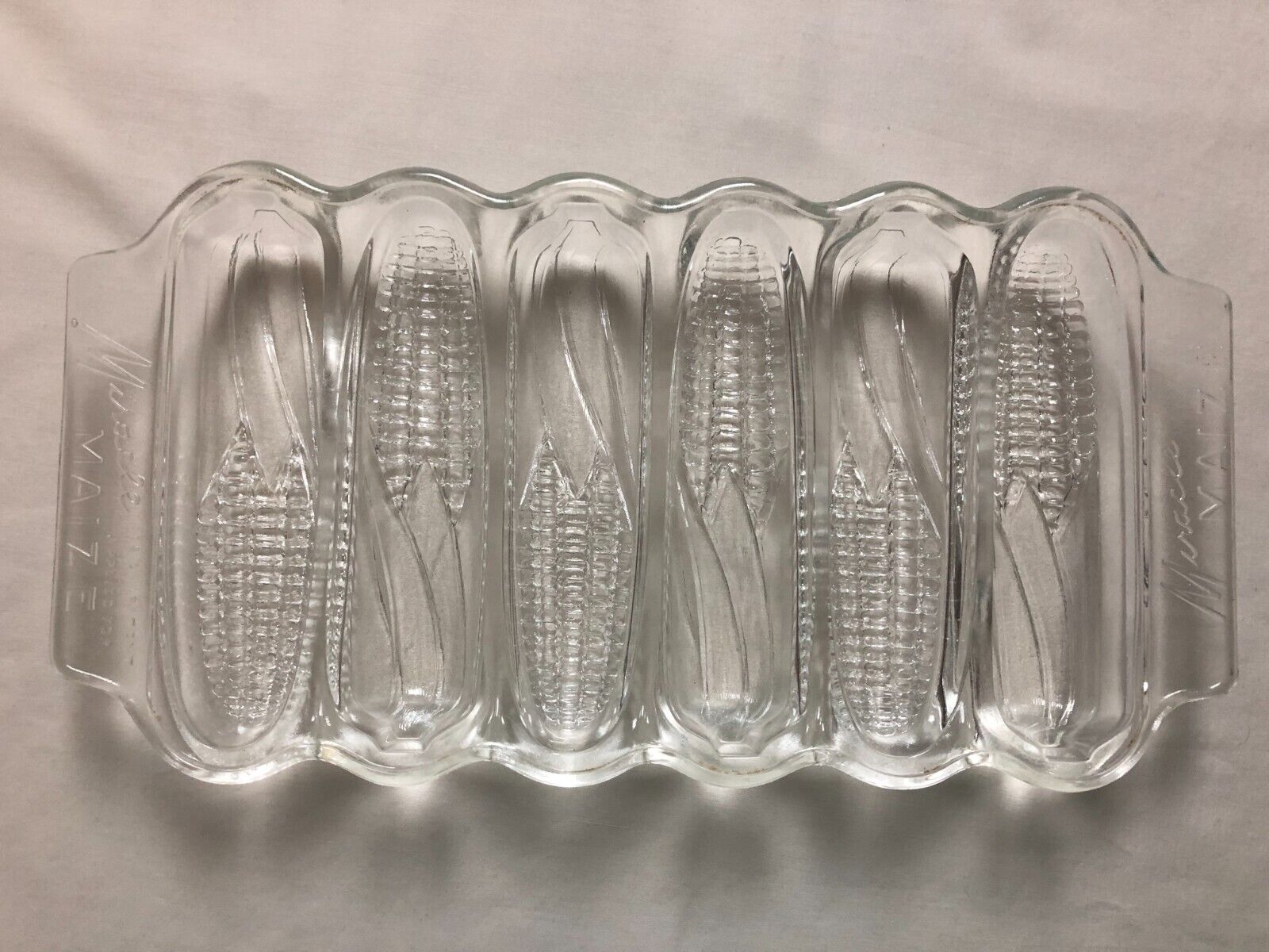 Vintage Miracle Maize Clear Glass Cornbread Baking Dish - 1940s - Corn Shaped