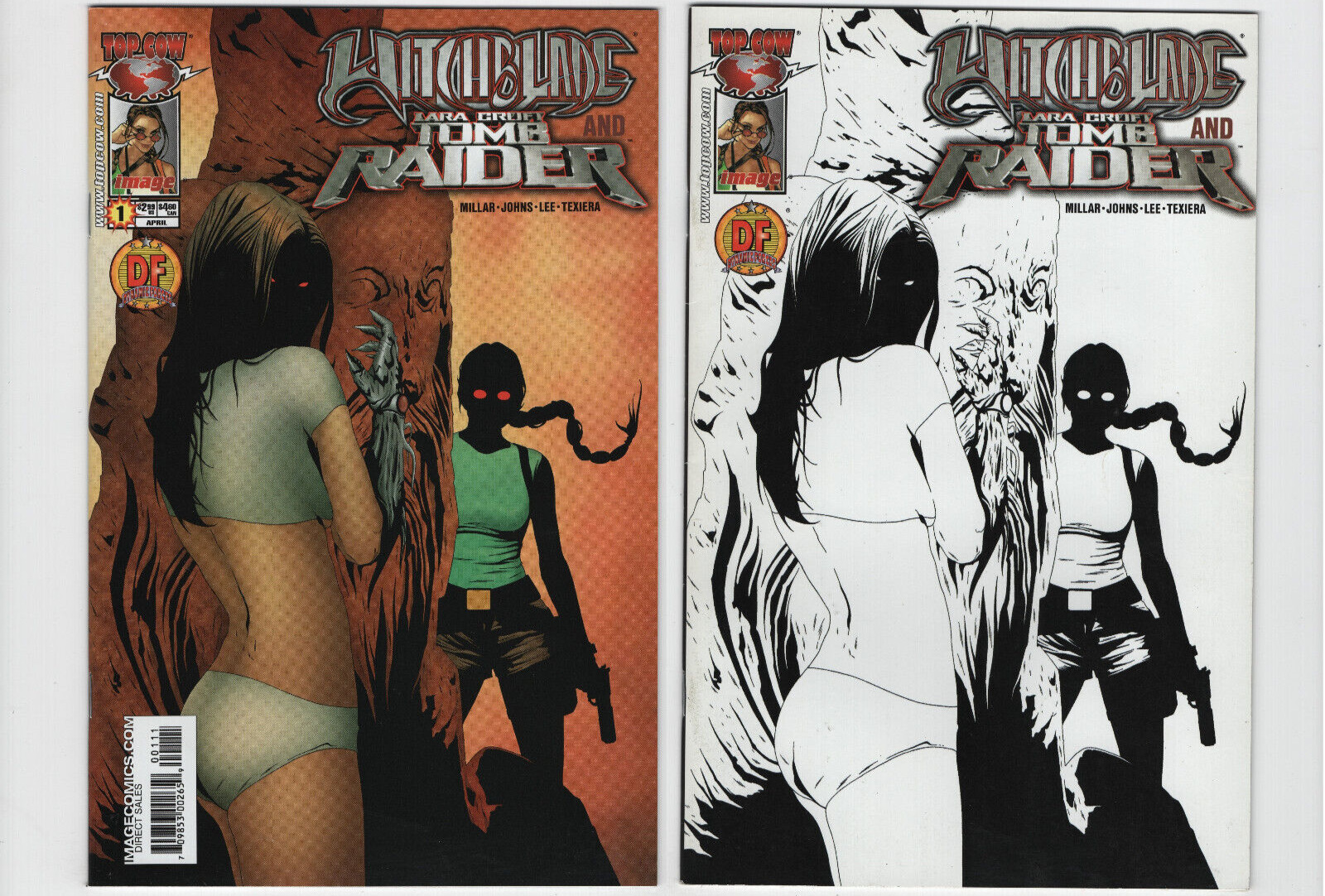 Witchblade & Tomb Raider #1 Color & Black White Dynamic Forces Variant Top Cow