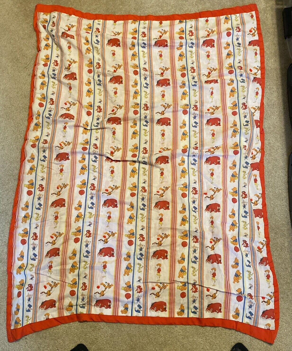 Vintage Winnie the Pooh Baby Toddler Blanket Quilt Comforter Homemade 55”x39”