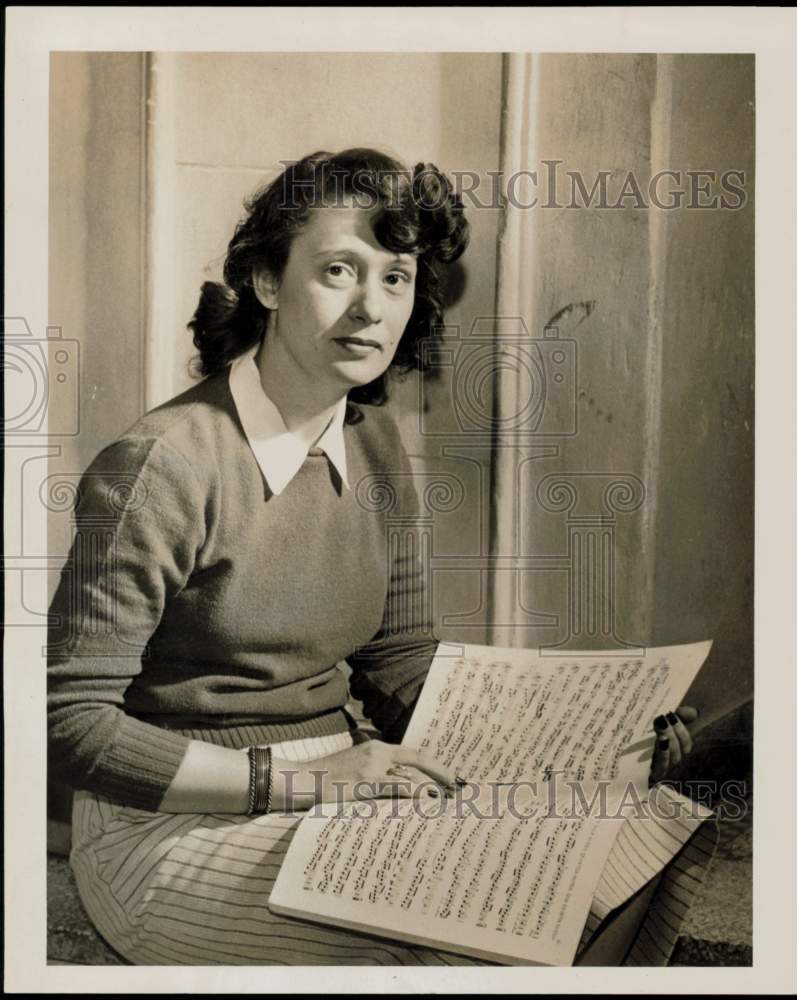 1956 Press Photo Lucille Leifeste studies music score. - hpa93182