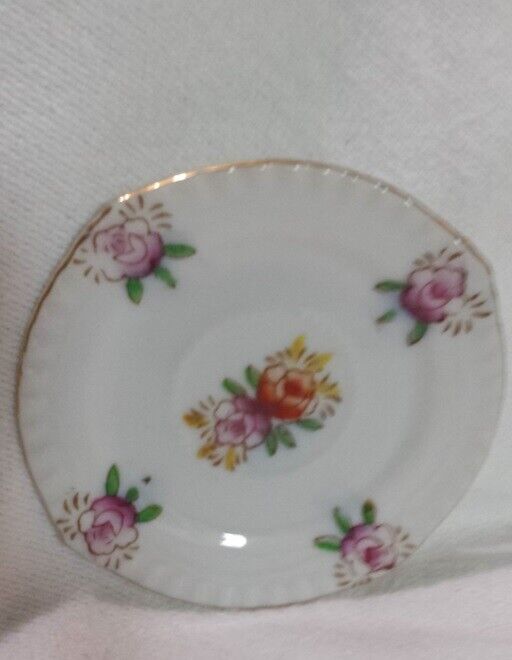Vtg Floral Mini Saucer Scalloped Hand Painted Mini Plate White Floral Japan 