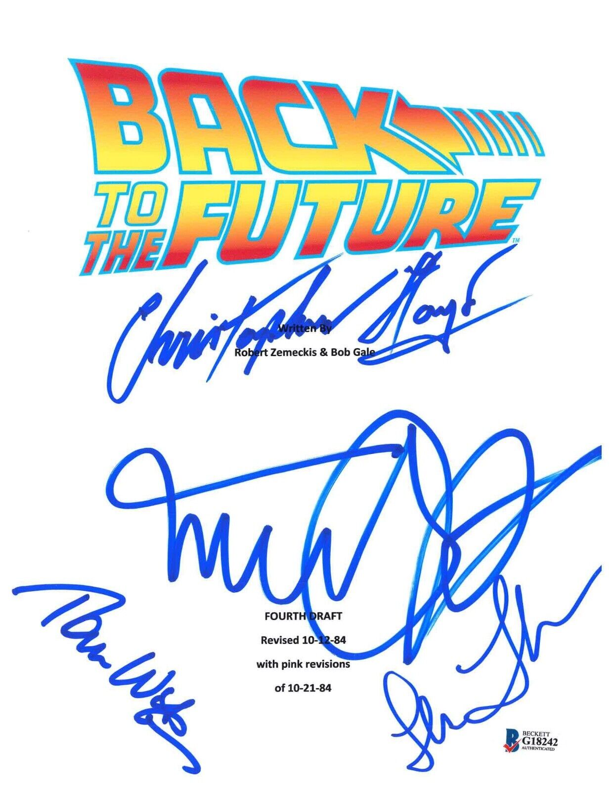 MICHAEL J FOX AUTOGRAPHED BACK TO THE FUTURE FULL SCRIPT CAST SIGNED BECKETT BAS