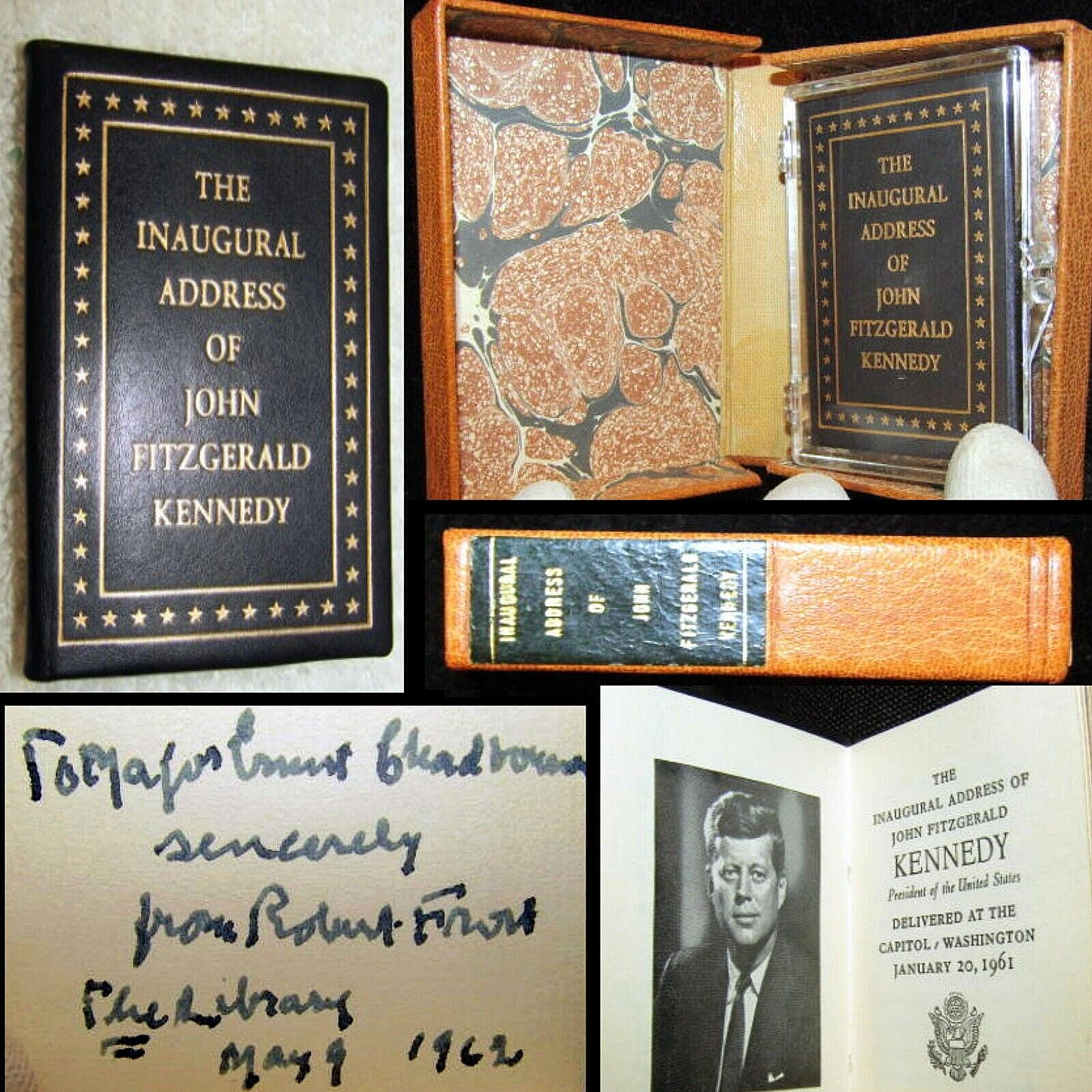 1961 INAUGURAL ADDRESS JOHN F. KENNEDY SIGNED ROBERT FROST MINI JFK PRESIDENT