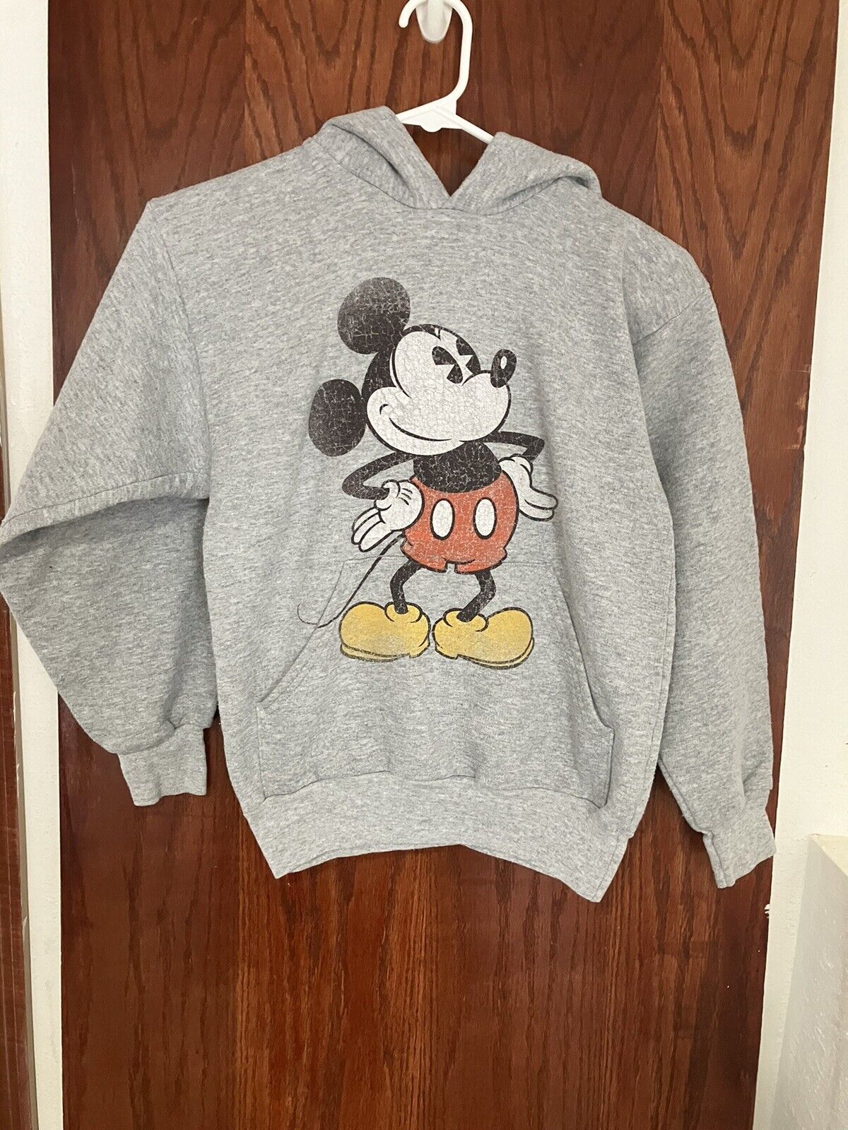 Disney Parks Youth Medium Sweatshirt Mickey Mouse Hooded Grey