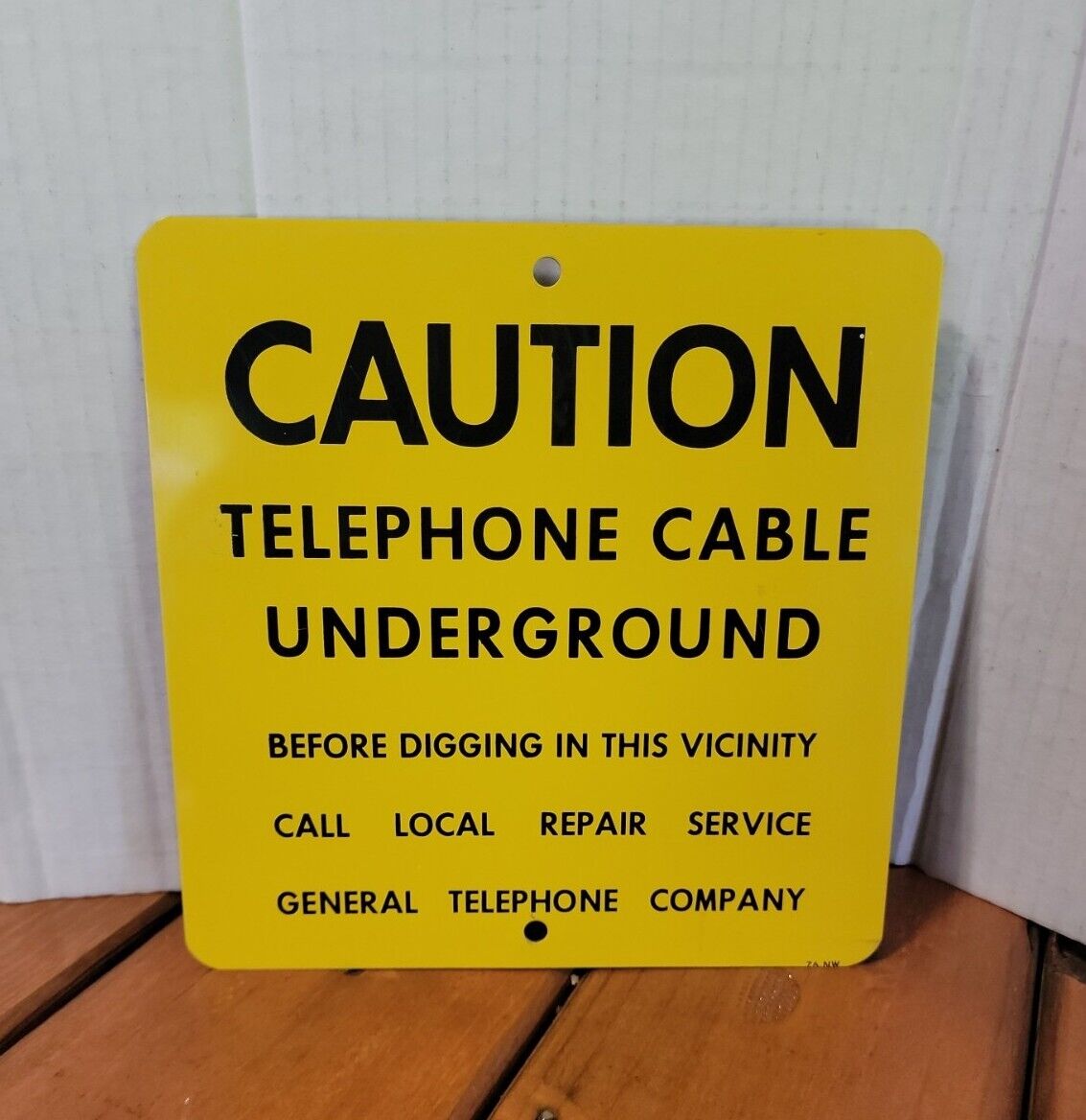 NOS Vintage General Telephone Caution Cable Underground Sign METAL 9