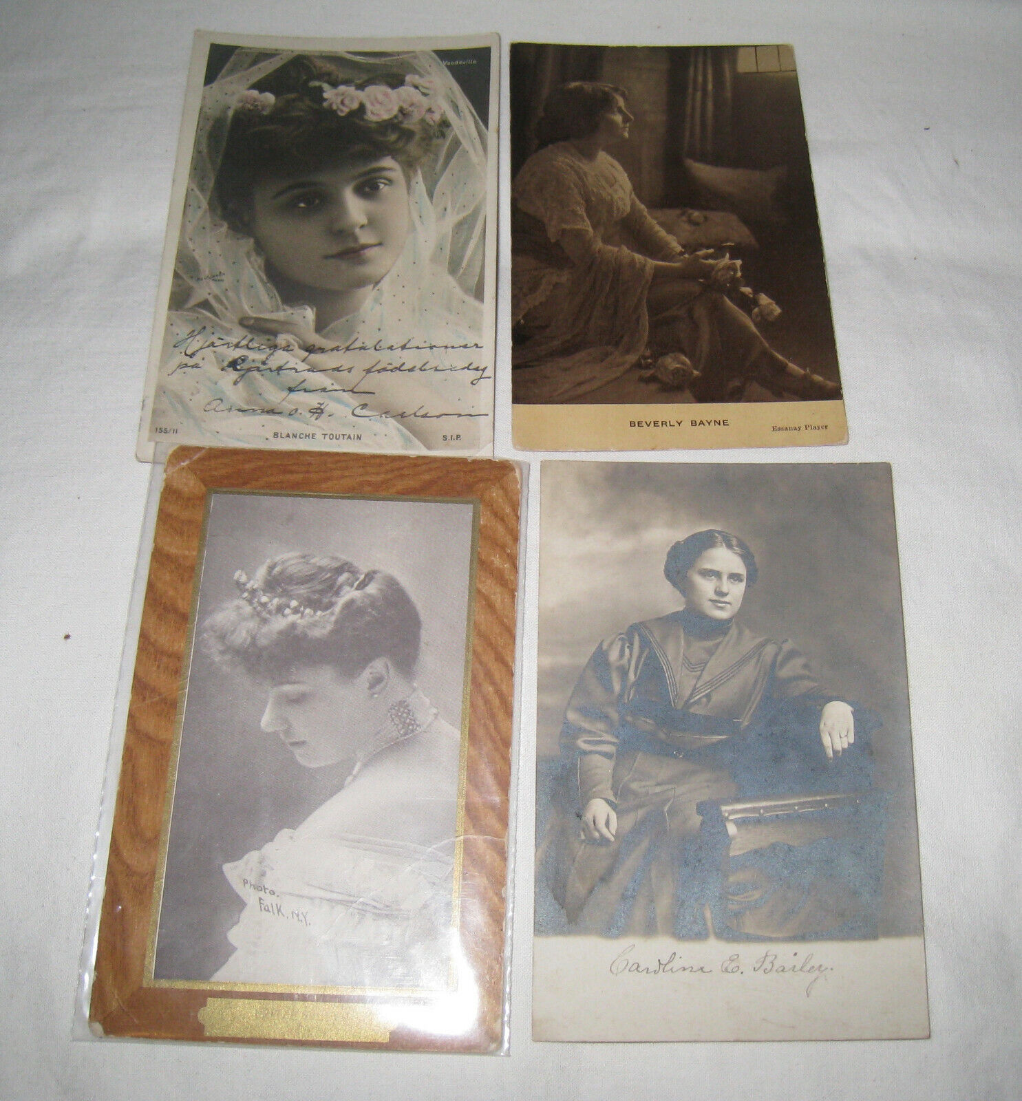 4 SCARCE 1905-15 PHOTO/REALPHOTO POSTCARDS ACTRESSES “BLANCHE TOUTAIN” 1905 REUT