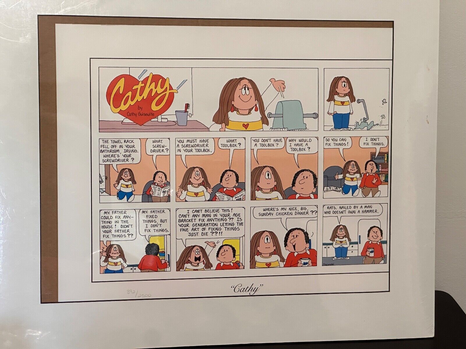 Cathy Comic Cathy Guisewite Lithograph Numbered 892/2500 Museum of Cartoon Art