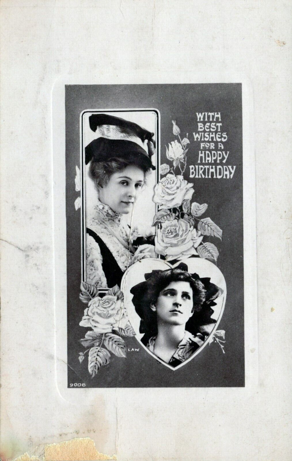 Posted in 1913 RPPC Postcard. With Best Wishes For A Happy Birthday