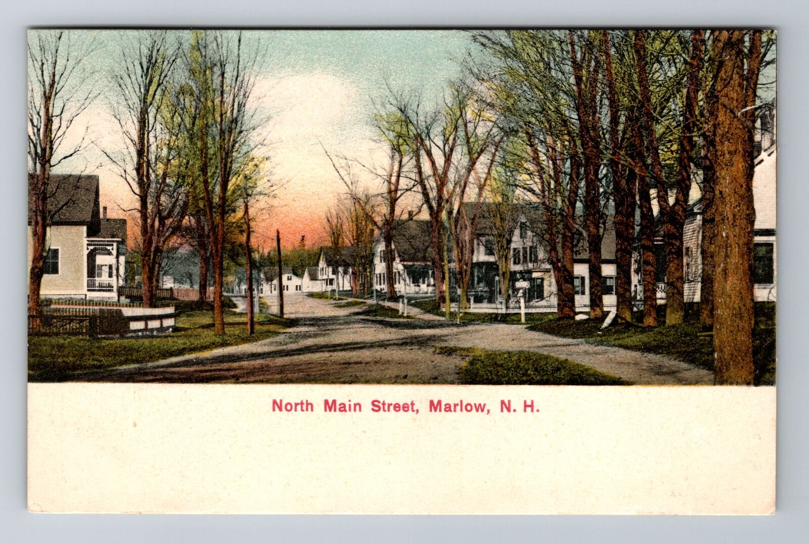 Marlow NH-New Hampshire, North Main Street, Antique, Vintage c1908 Postcard