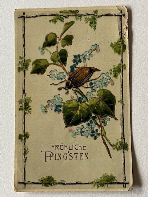 Vintage 1910 German HAPPY Pentecost Greetings Postcard -Frohlich Pfingsten stamp