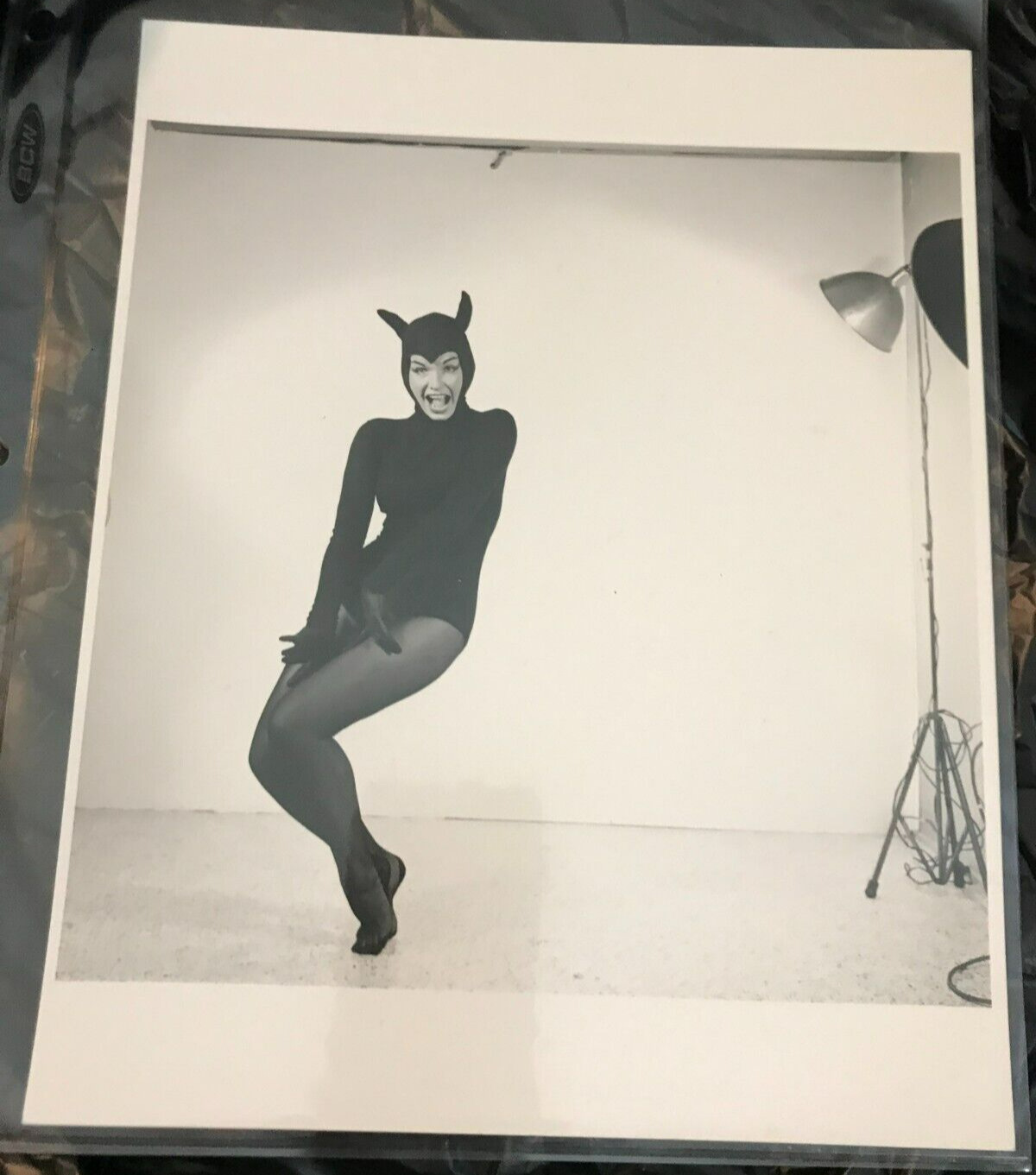 1960s Bunny Yeager Eric Kroll - Bettie Page - Devil Pin-Up Photo - Stamped