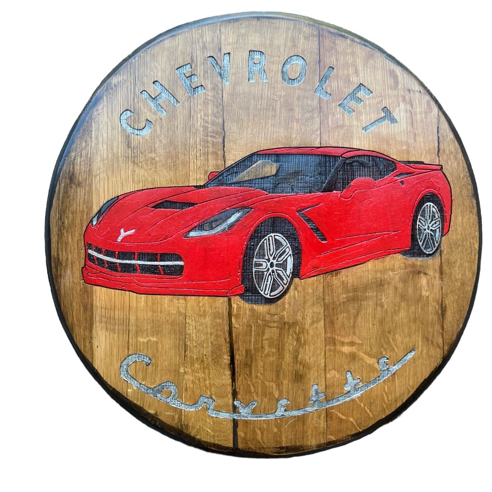 Custom Bourbon Barrel Whiskey Head / Top Chevrolet Red Corvette- Stingray