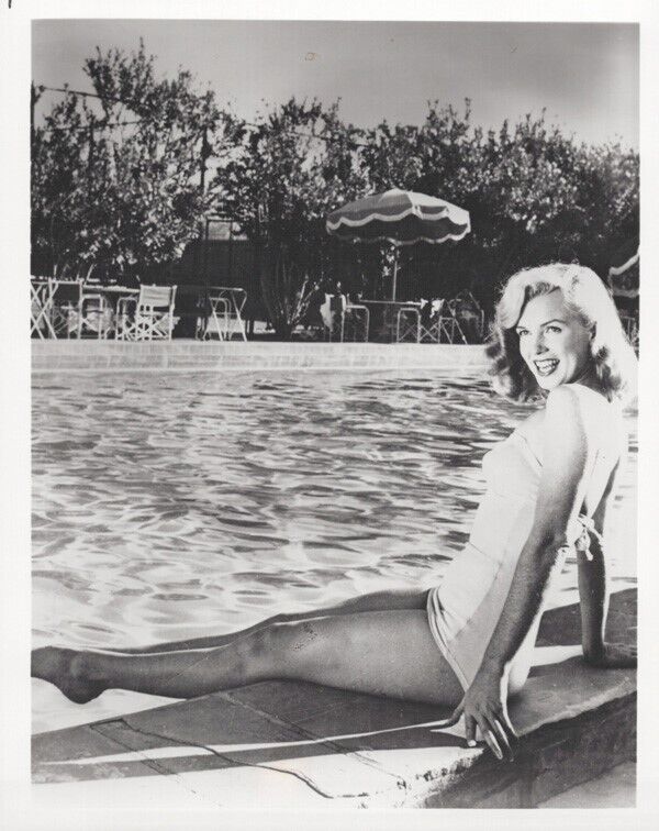 Marilyn Monroe 1940's in swimsuit relaxing by pool vintage 8x10 inch photo