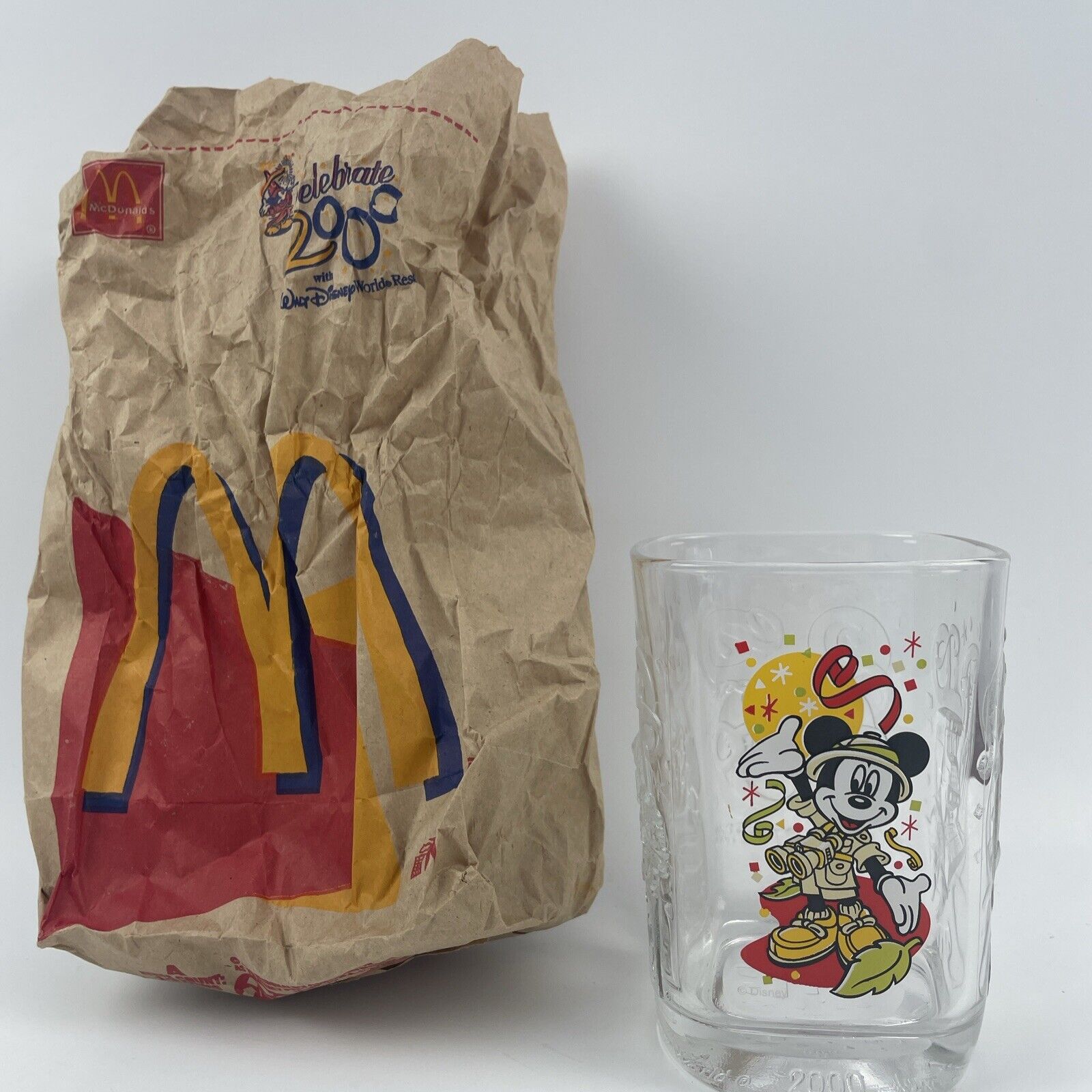 McDonald’s Disney Animal Kingdom Tumbler Mickey Mouse Original Bag VTG 1999