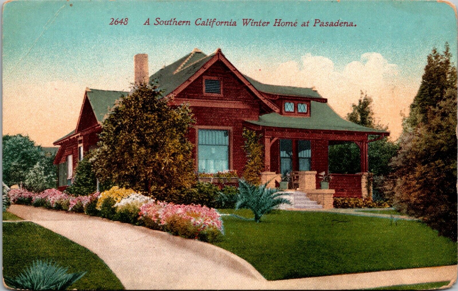 1907-14 Vintage Postcard: A Southern California Winter Home at Pasadena