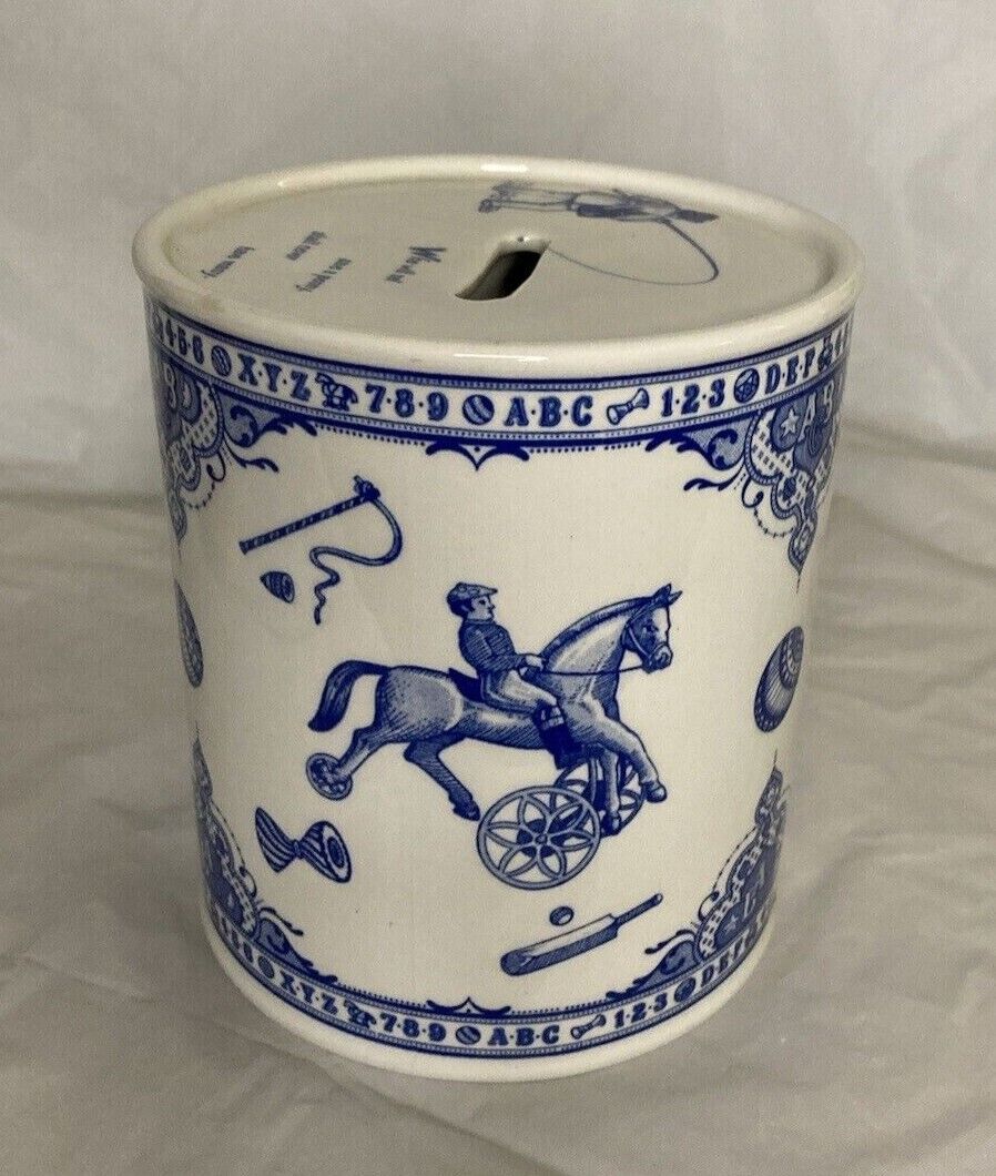 Spode Edwardian Childhood Porcelain Money Bank White and Blue 5\