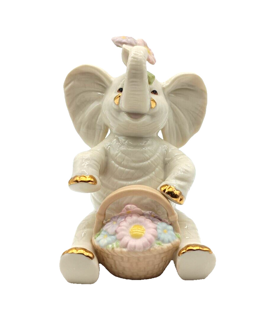 Lenox Sweet Spring Elephant Porcelain Figurine Collectible Flowers Home Decor