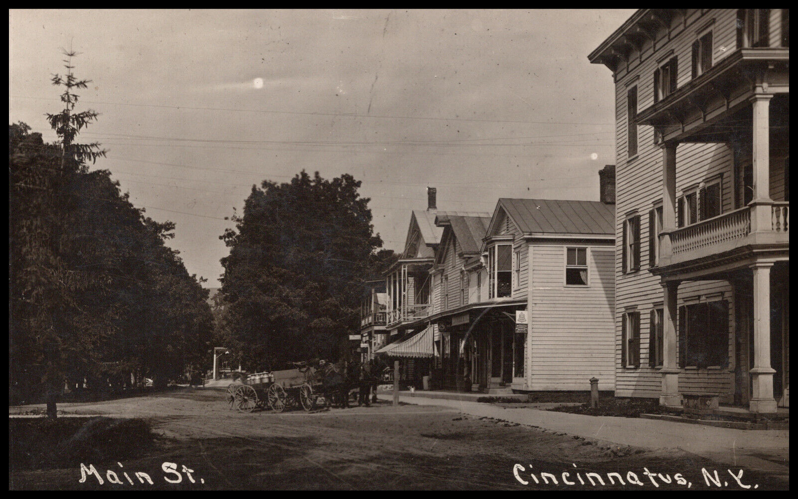 Cincinnatus, New York, Main Street, Milk Wagon, Real Photo Postcard RPPC