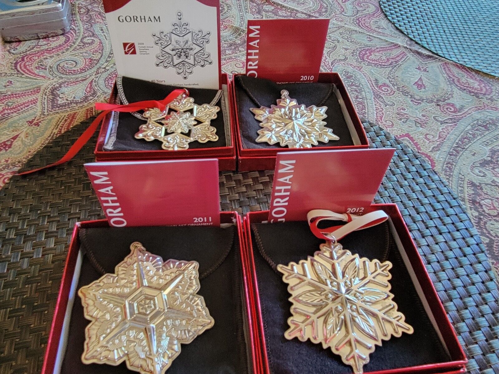 RARE 2009 2010 2011 and 2012 Gorham Sterling Christmas Snowflake Ornament