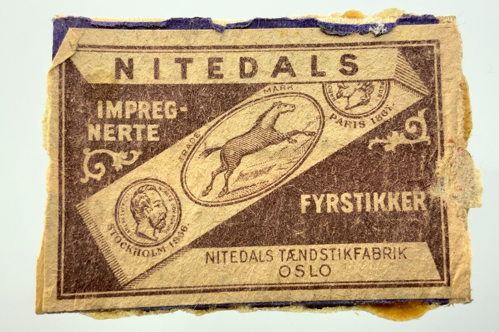 Vintage Match Box Cover Only Nitedals Impregnerte Fyrstikker GG138