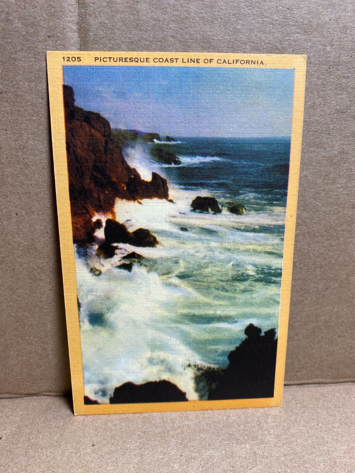 Picturesque Coast Line of California Linen Postcard No 664