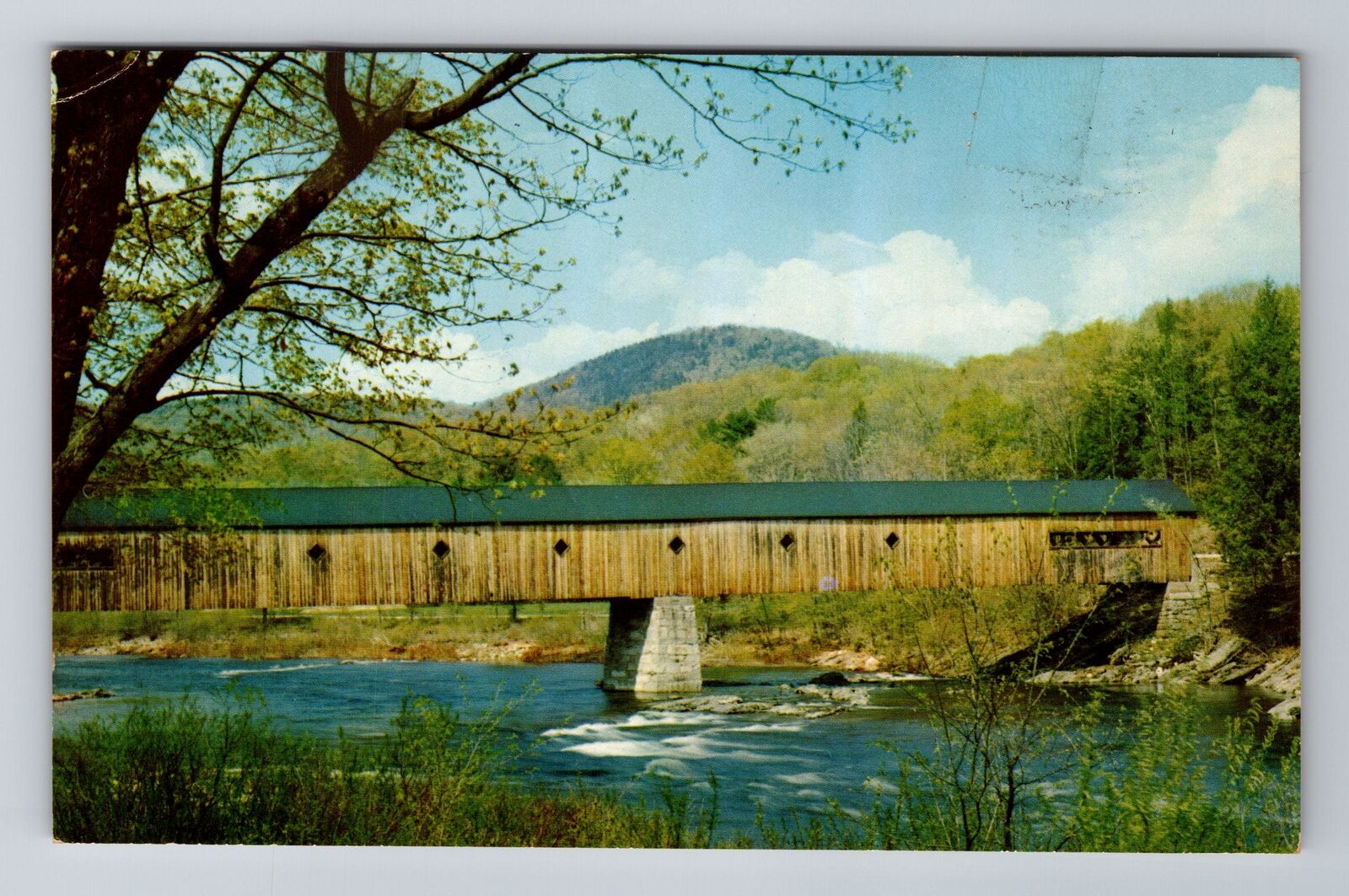 West Dummerston VT-Vermont, Old Covered Bridge, West River, Vintage Postcard