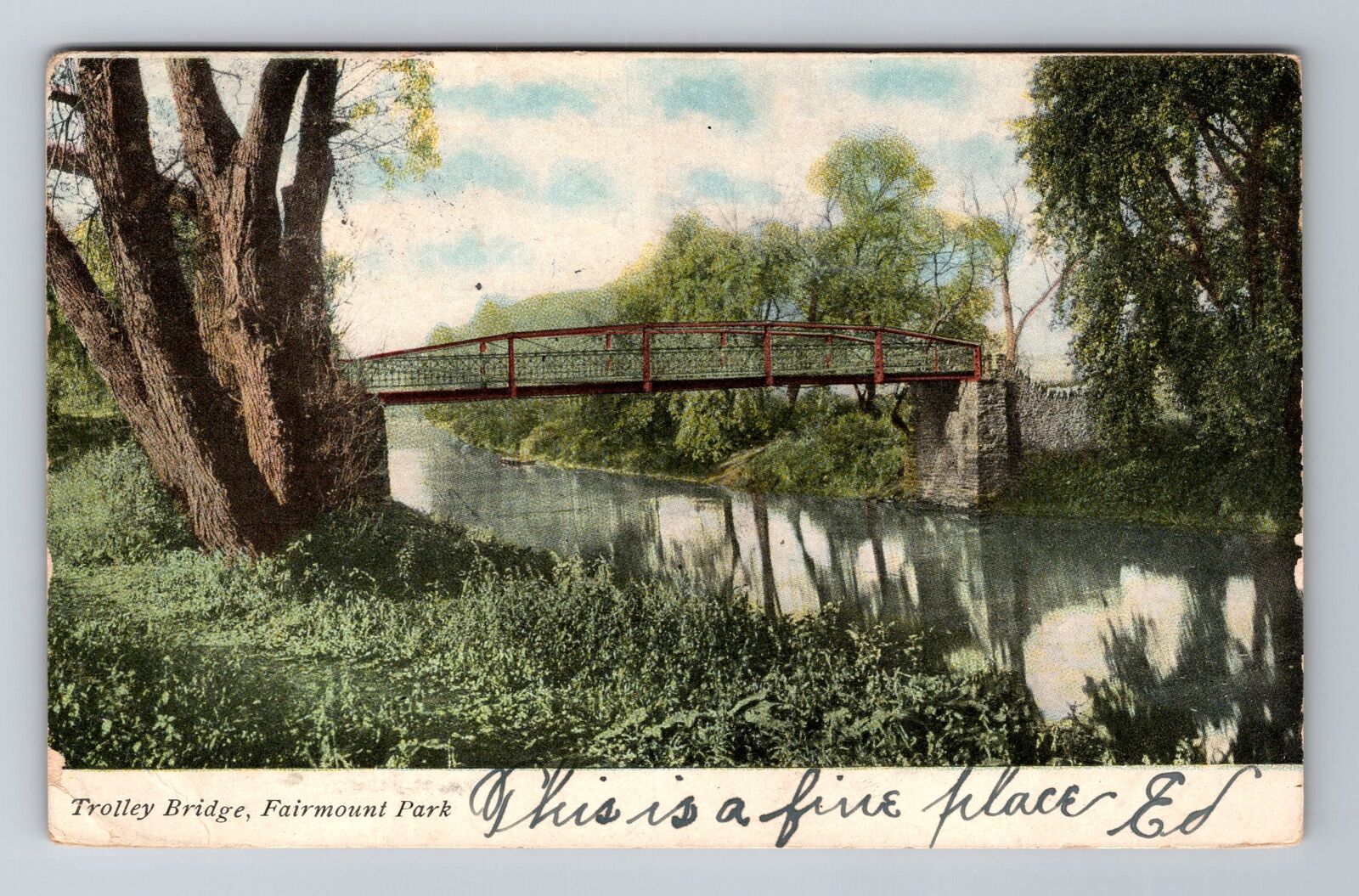Philadelphia PA-Pennsylvania, Fairmount Park Trolley Bridge Vintage Postcard