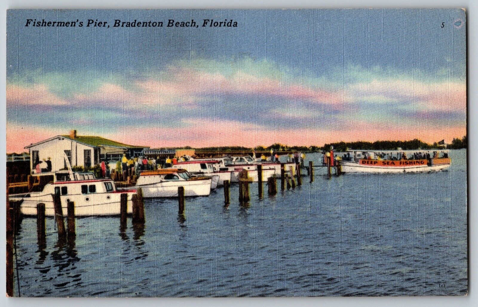 Bradenton Beach, Florida FL - Fisherman's Pier - Vintage Postcard - Unposted