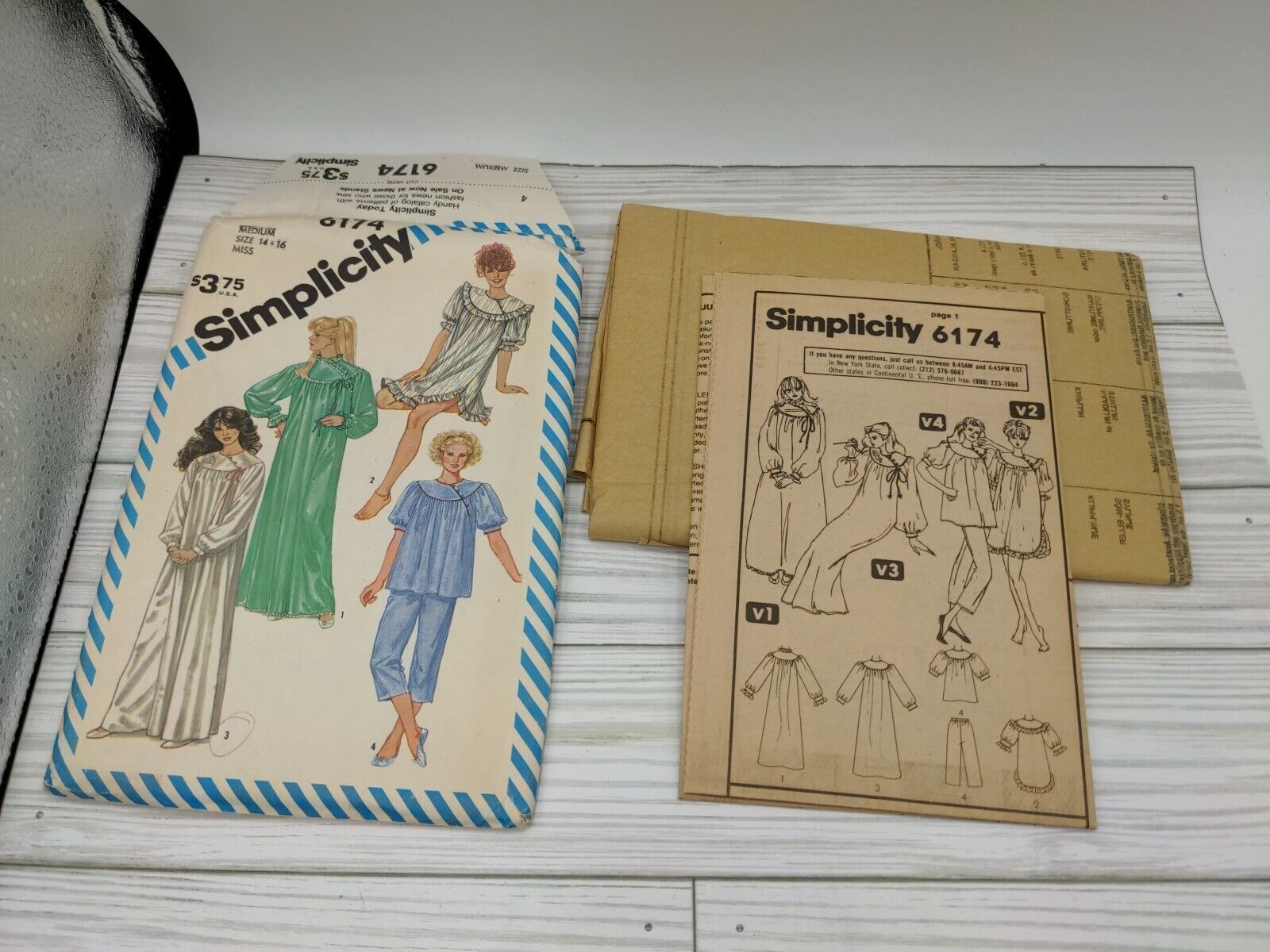 SIMPLICITY PATTERN 6174 MISSES Pajamas & Nightgowns SIZE 14-16 Vintage 1983