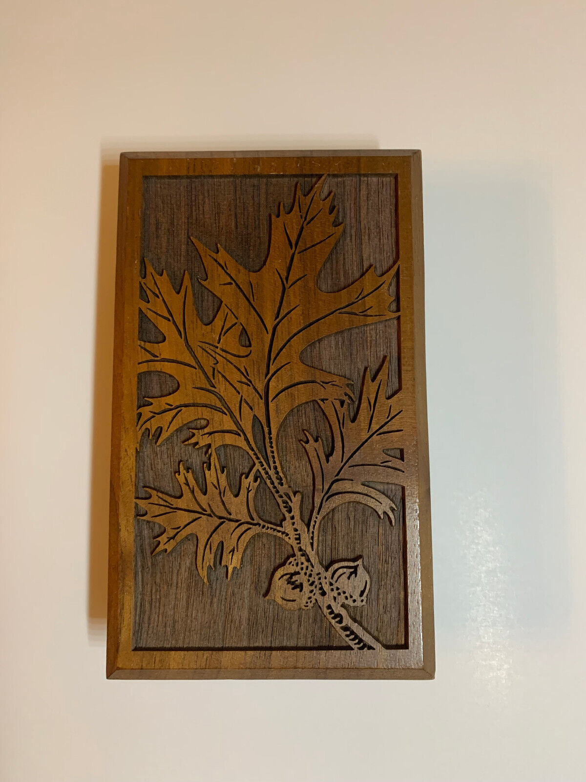 Lasercraft Laser Engraved Walnut Paperweight Oak Leaf with acorns Vintage