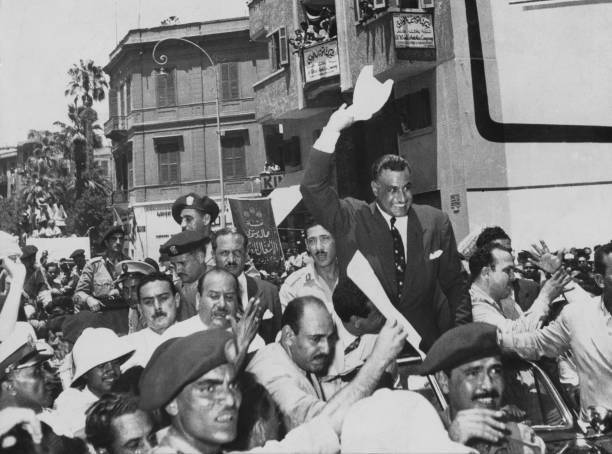 Egyptian president Gamal Abdel Nasser arriving back Cairo Alexa- 1956 Old Photo