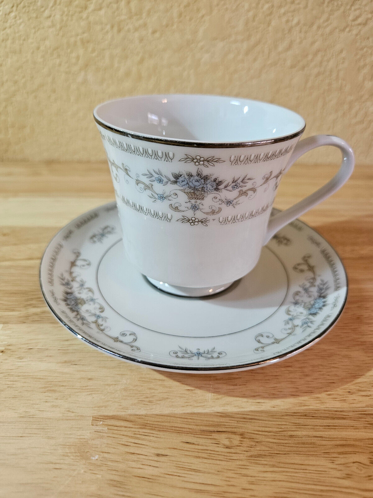 Vintage Cup & Saucer Fine Porcelain Diane Made In Japan Platinum Trim
