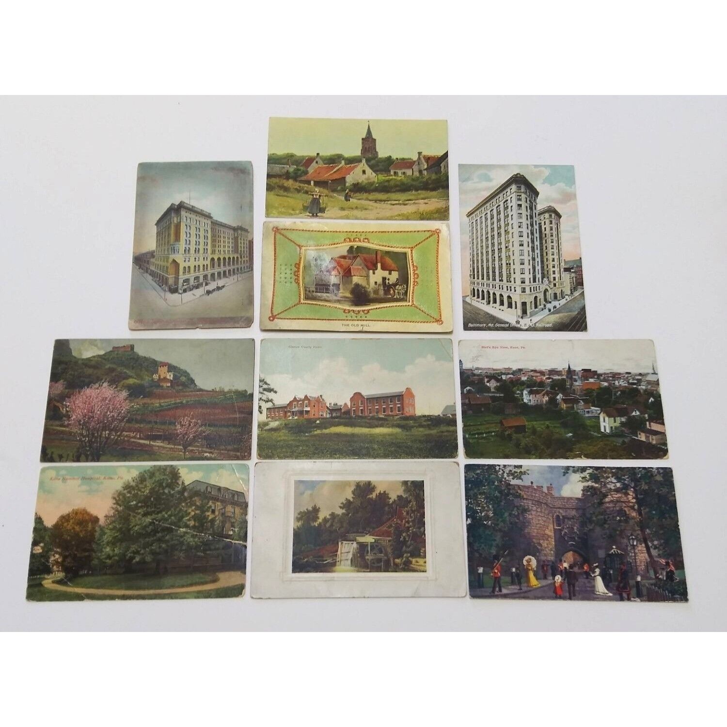 10 Architectural Picture Postcards General Greetings Posted Unposted Early 1900s