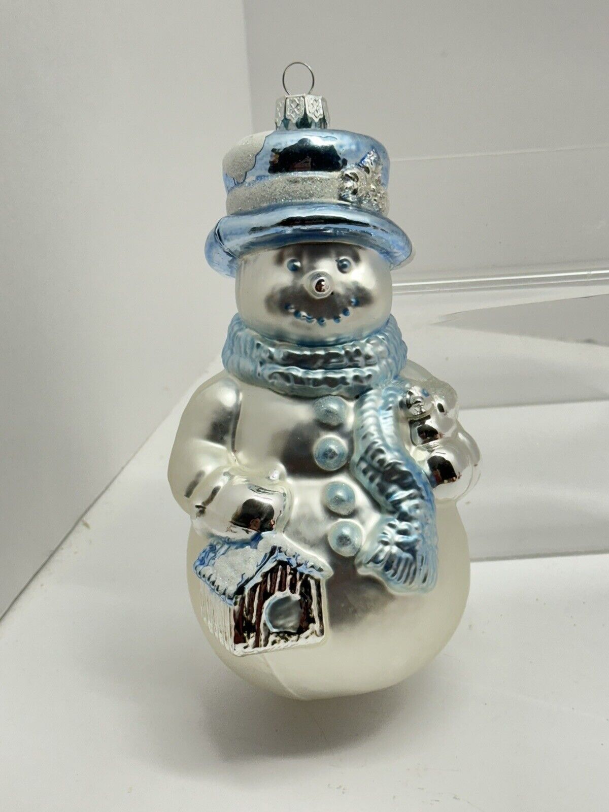 Blown Glass Snowman Christmas Ornament 