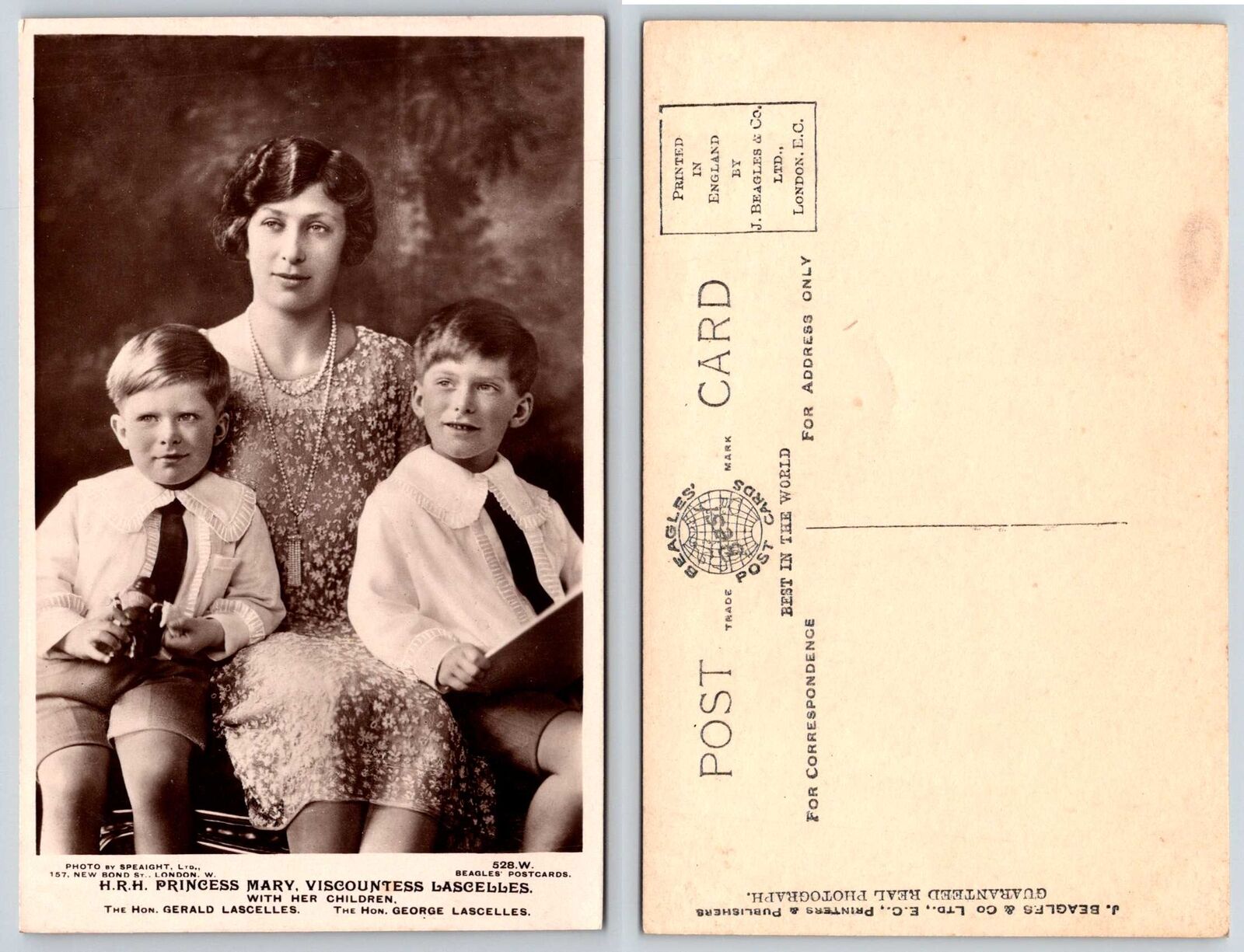 PRINCESS MARY VISCOUNTESS LASCELLES SONS GERALD GEORGE RPPC Royalty Postcard Z9