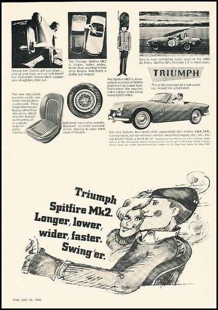 1966 Triumph Spitfire Mk2 Vintage Advertisement Print Art Car Ad K105