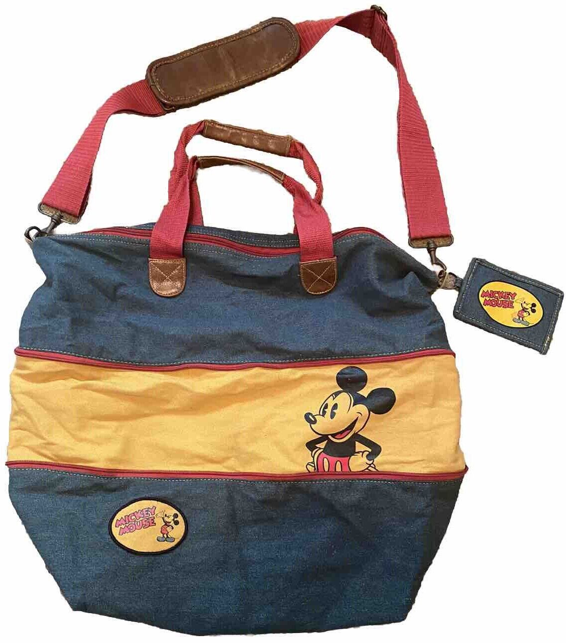 Vintage Mickey Mouse Denim Duffle Bag Disney Y2K Collectible Rare