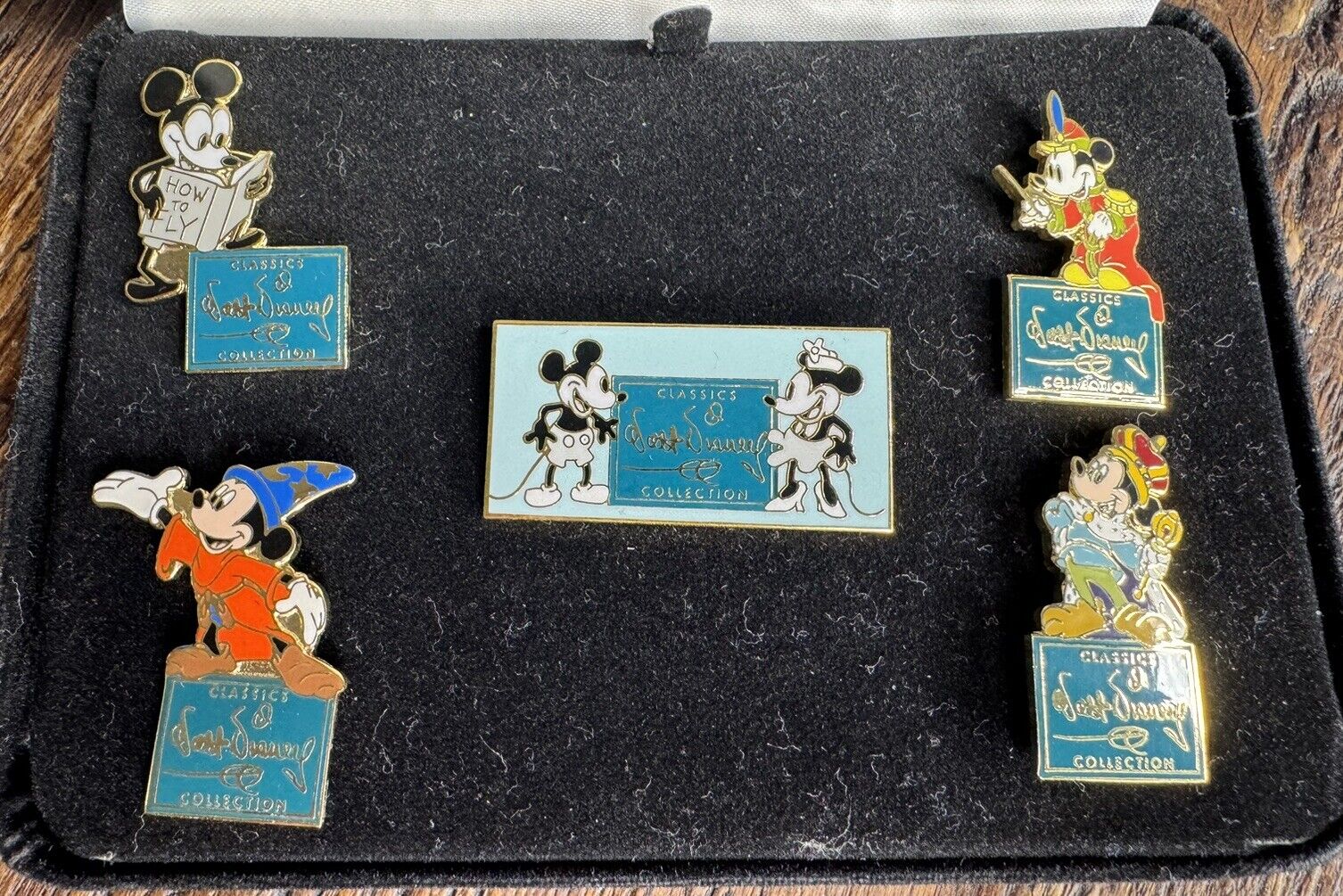 WDCC Five Pin Set representing Mickey Mouse Throughout The Years, NEW